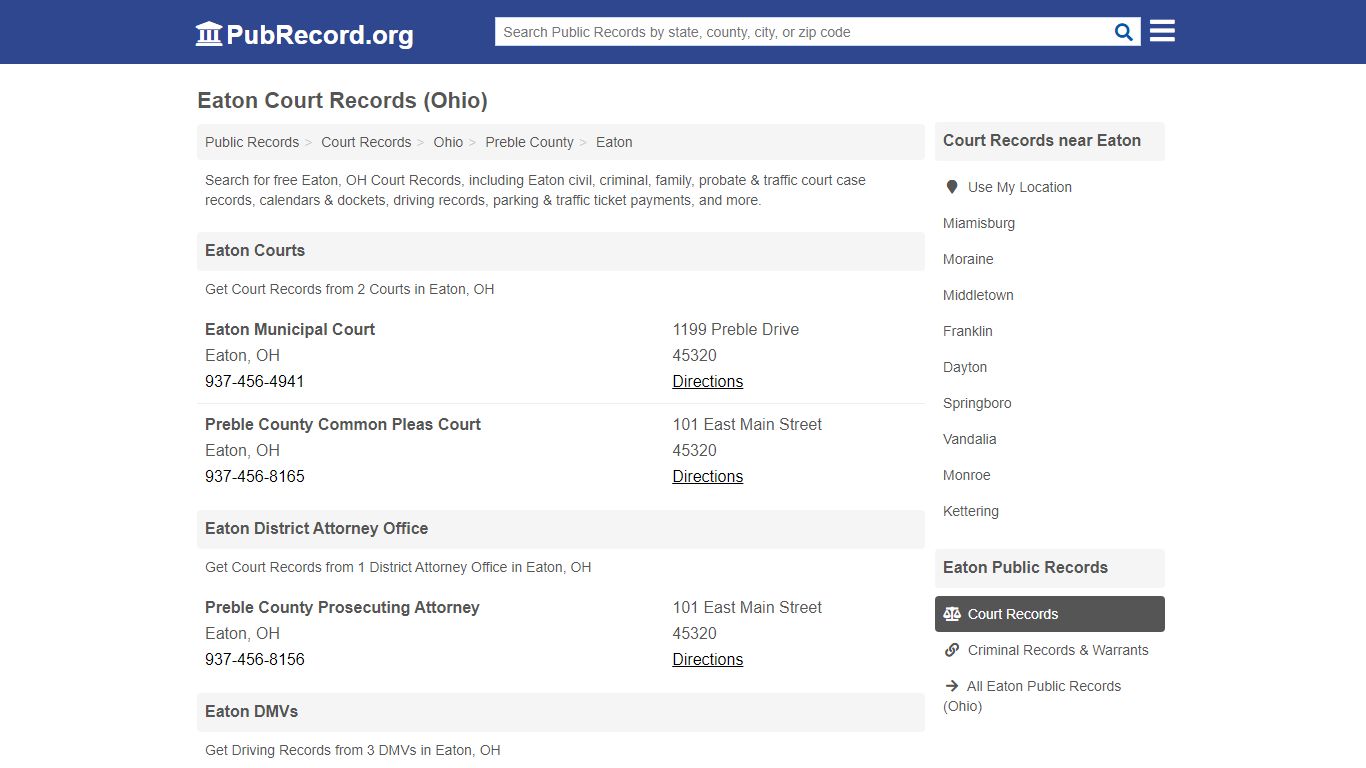 Free Eaton Court Records (Ohio Court Records) - PubRecord.org